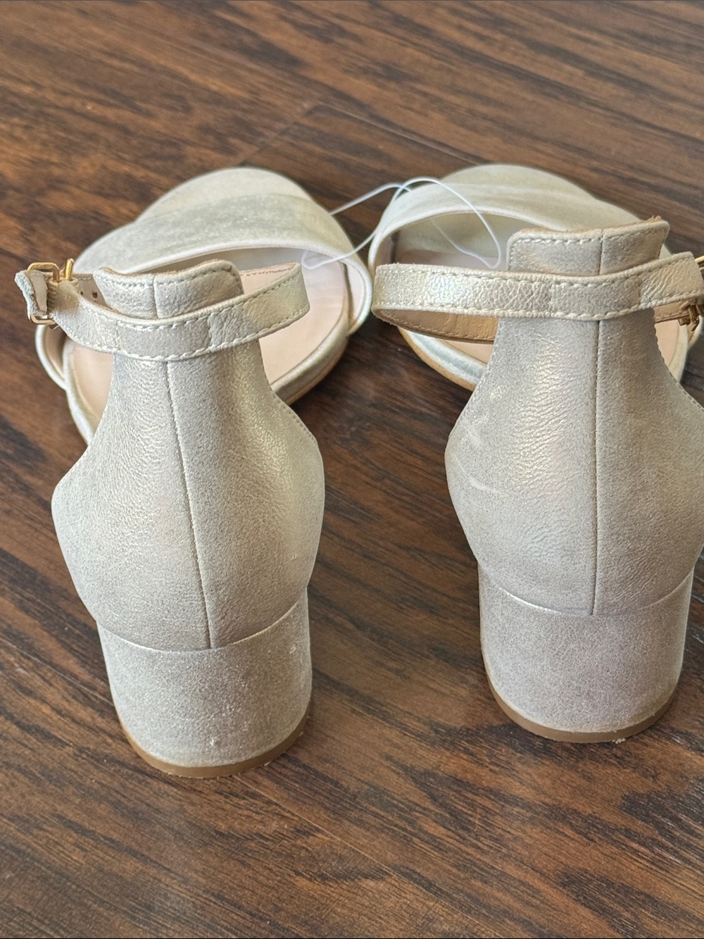 Free People Shimmery Metallic Marigold Open-Toe Ankle-Strap Block Heel Sandals - Picture 5 of 11